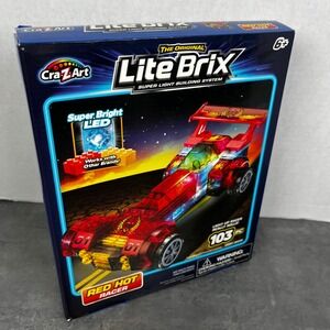 Cra-Z-Art Lite Brix Red‎ Hot Racer Light Up Building Set 103pc 35606 STEM Toy